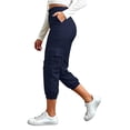 thumbnail image 5 of Lzobxe Fashion Plus Size Capris for Women Casual Color Elastic Loose Pants Straight Wide Leg Trousers with Pocket Cropped Pants for Women,Sizes S-2XL, 5 of 7