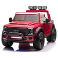 thumbnail image 2 of Ford F450 Kids 24V 2 Seater Electric Ride-On Truck Car w R/C Parental Control Remote, LED Foam wheels + Underbody LED Kit, MP3 + Wireless Music Streaming, Car Cover, Vegan Leather Seat, 2 of 12