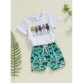 thumbnail image 4 of Suagox 2Pcs Baby Boy Western Outfits Short Sleeve Cow Print Tops + Shorts Set Toddler Summer Clothes for 3-24 Months and 2-3 Years Old Baby, 4 of 10