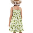 thumbnail image 2 of Uourmeti Green Pickles Print Girls Dress Summer Sleeveless Kids Sundress Cute Spaghetti Strap A Line Midi Swing Dress for Kids Special Occasion,3-14t, 2 of 7