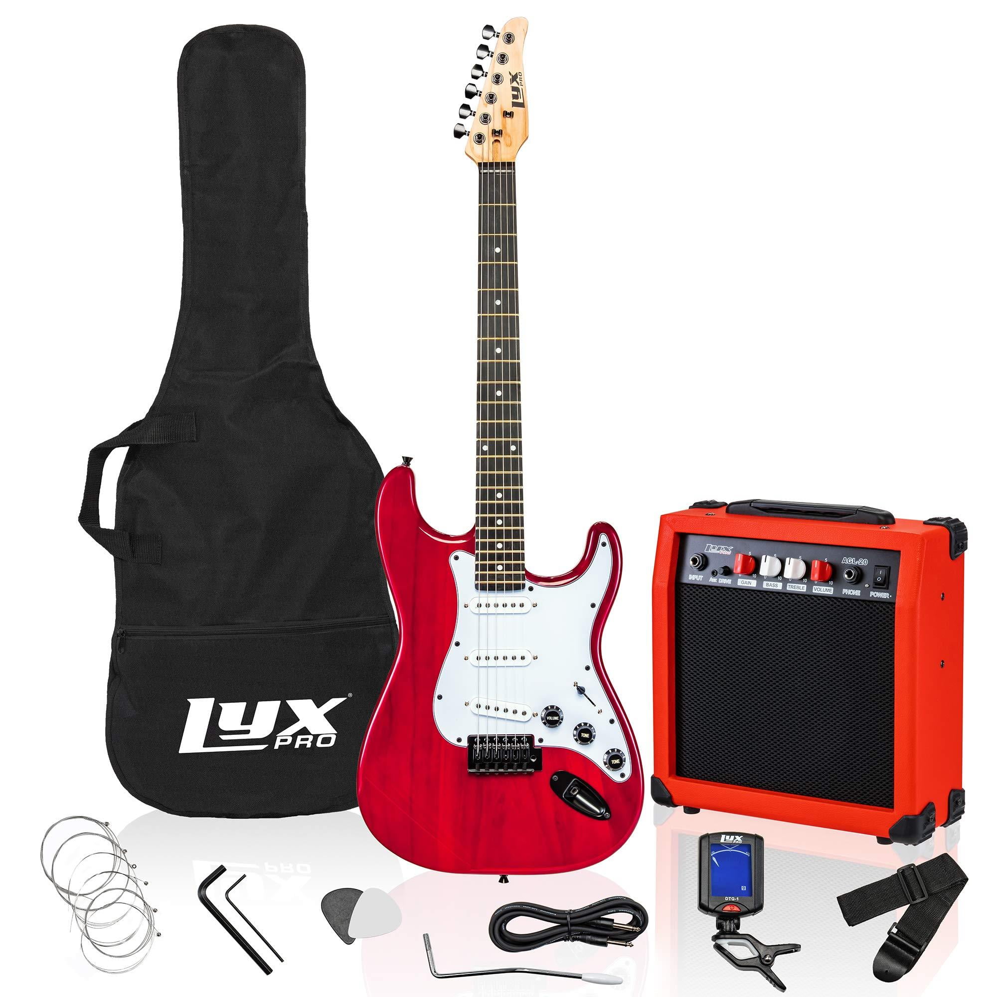 LyxPro Electric Guitar Package Complete Kit With 20 Watt AMP Red