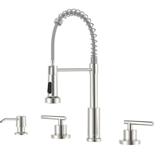 Kitchen Faucet with Soap Dispenser or Hole Kitchen Faucets with Sprayer Kitchen Sink Faucets Stainless Steel High Arc RV Faucet with Mode Spray Pull Down Faucet for Sink