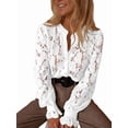 thumbnail image 3 of Blusa Informal Elegante de Encaje para Mujer, Camisa de Larga con Botones, Ropa de Moda para y Otoño L, 3 of 9