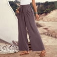 thumbnail image 5 of Mgmyaa Women's Plus Size Wide Leg Pants Solid Palazzo Flowy Drawstring Elastic Waist Pants with Pockets, 5 of 5