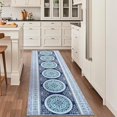 thumbnail image 2 of Hasoo Modern Washable Indoor Carpet 2' x 6' Navy Area Rug for Living Room Floral Damask Pattern Non-slip polyester Room Decor Rug, 2 of 5