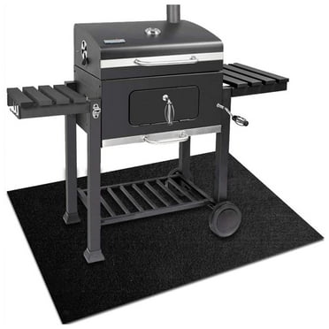 Under Grill Mat, 50 x 36 inch Reusable BBQ Floor Mats, Deck Patio Protector Mat, Indoor Fireplace Mats Fire Pit Mats, Fire and Oil Resistant, Easy to Clean, Black