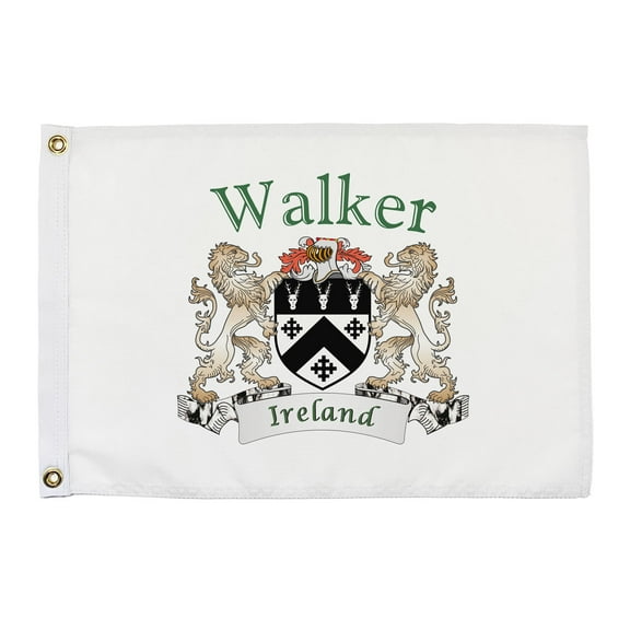 Walker Irish Coat of Arms Small White Flag - 16"x10.5" inches