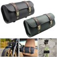 thumbnail image 2 of Black Bolso de cuero de la cola del viaje del equipaje del lado del motor de la silla de montar del rollo del cuero de la PU con 2 correas de montaje, 2 of 5