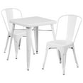 thumbnail image 1 of 23.75'' Square White Metal Indoor-Outdoor Table Set with 2 Stack Chairs, 1 of 5