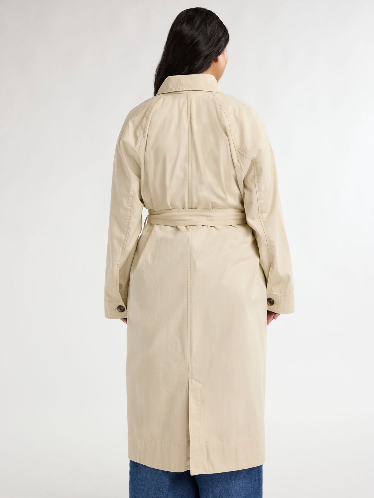 Free Assembly Women’s Plus Cotton Trench Coat, Sizes 1X-4X