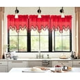 thumbnail image 3 of 1-Piece Wave Valance with Bead-Trim Tassels, Semi-Sheer Light-Filtering, Rod Pocket, Tailored for Kitchen and Living Room Décor Red Color, 52" Wide x 18" Length.", 3 of 5