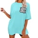 thumbnail image 4 of Fiudx Ofertas Del Día Moda Mujer Casual Cuello Redondo Impresión Blusa Manga Corta Camiseta Verano Tops, 4 of 6
