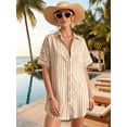 thumbnail image 5 of MOYIKO Swimsuit Coverup for Women Striped Bathing Suit Cover Up Button Down Shirt Beach Cover Ups Summer Outfits, 5 of 7