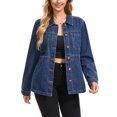 thumbnail image 2 of INSPIRE CHIC Women's Denim Jackets Distressed Button Down Long Sleeve Jean Jacket Trendy with Pockets M Dark Blue, 2 of 6