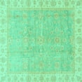 thumbnail image 1 of Ahgly Company Indoor Square Oriental Turquoise Blue Traditional Area Rugs, 3' Square, 1 of 4