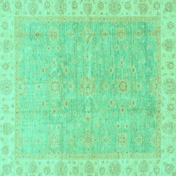 Ahgly Company Indoor Square Oriental Turquoise Blue Traditional Area Rugs, 3' Square