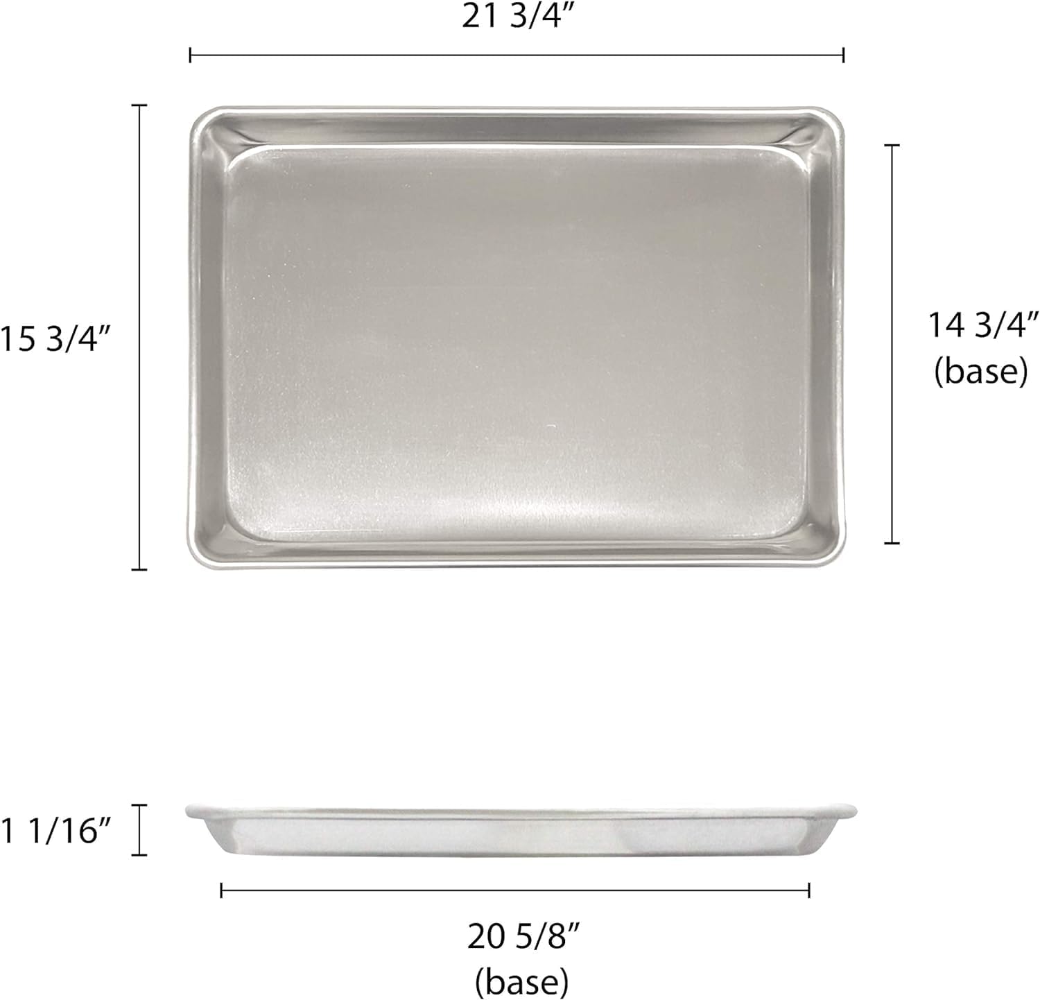 TrueCraftware- Set of 2 Aluminum Two Thirds Size Sheet Pan 16" x 22" Baking Sheets 20 Gauge - Baking Pan Baking Tray Cookie Sheet Baking Sheet Perfect for Baking Roasting
