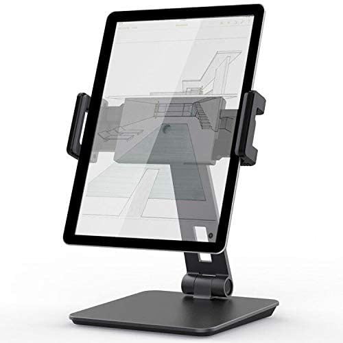 Support pour Tablette, Support Solide en Aluminium à Angles Multiples Réglables, Convient aux Tablettes/téléphones Mobiles de 4``-14 Pieds', Gris Terne