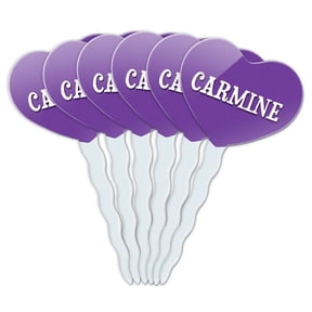 Carmine Heart Love Cupcake Picks Toppers - Set of 6