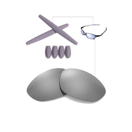 Walleva Titanium Polarized Lenses And Grey Rubber Kit(Earsocks+Temple Socks) For Oakley X Metal XX Sunglasses
