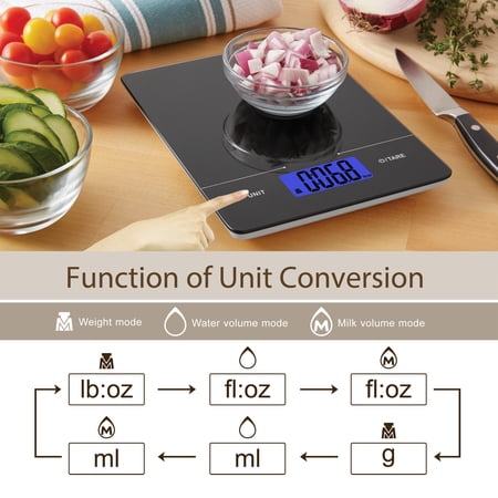 MAINSTAYS TEMPERED GLASS SLIMLINE DIGITAL SCALE WITH BLUE BACKLIT, BLACK