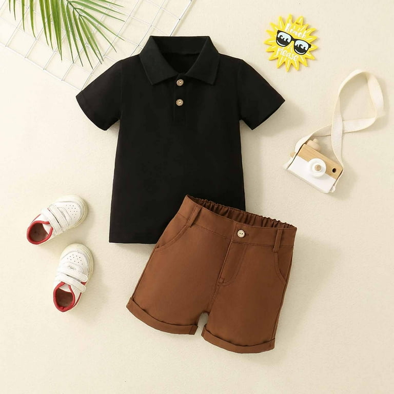 oqasdz Baby Boy Outfits Toddler Short Sleeve Lapel Solid Color