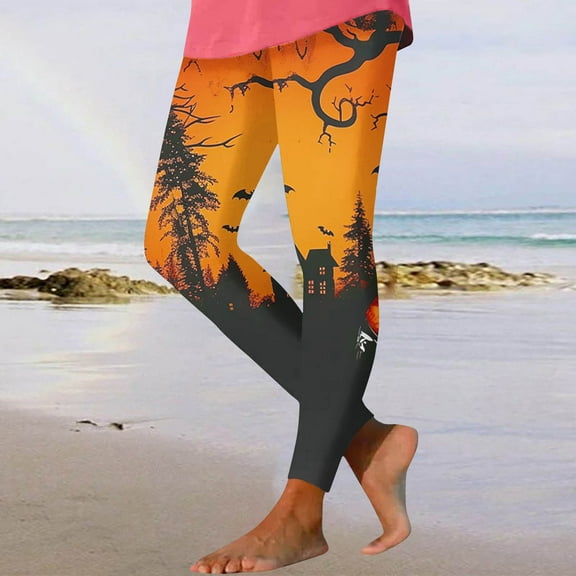 VBTAPA Buttery Soft Leggings for Women 2025 Halloween Holiday Party Tights Novelty 3D Printed High Waist Stretch Yoga Running Pants Trendy Casual Ankle Length Leggings Sales Today Multicolor#4 XL