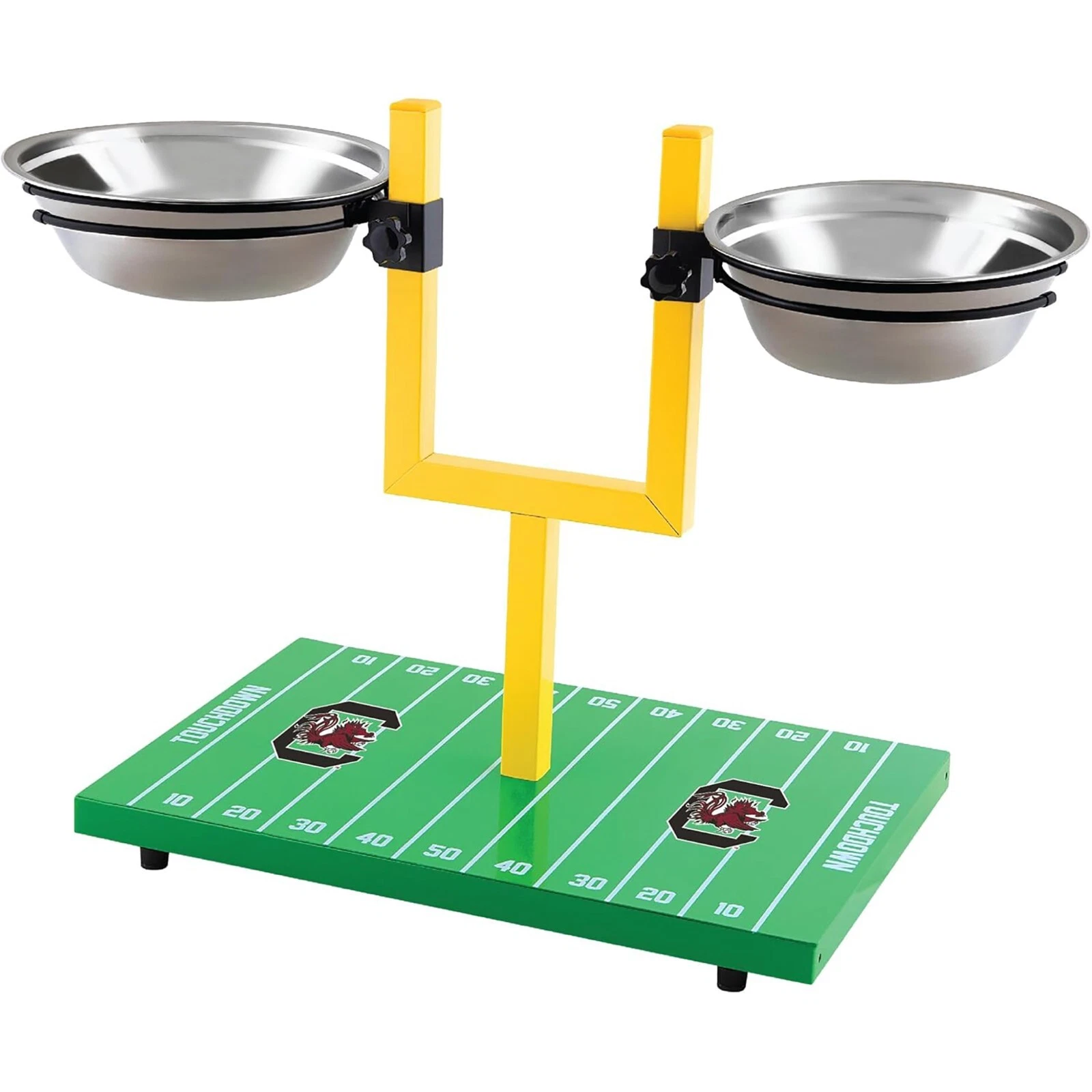 Pets First NCAA Football Goalpost Elevated Dog Feeder Stainless Steel Bowl