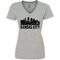 thumbnail image 3 of Inktastic Kansas City Skyline Grunge Women's V-Neck T-Shirt, 3 of 5