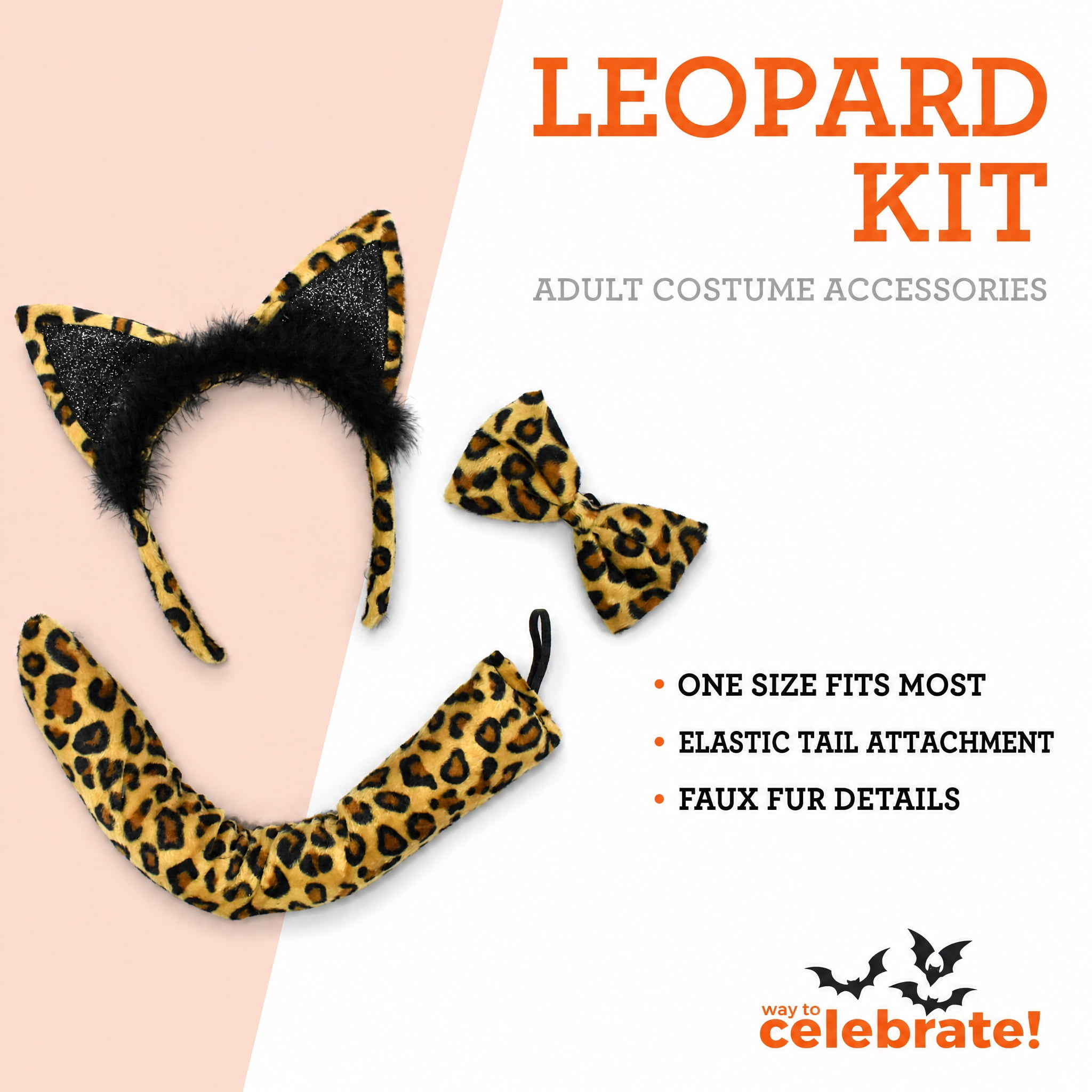 Leopard Costume Accessory Kit for Adults, Multicolor, 3 Pieces, Halloween by Way To Celebrate