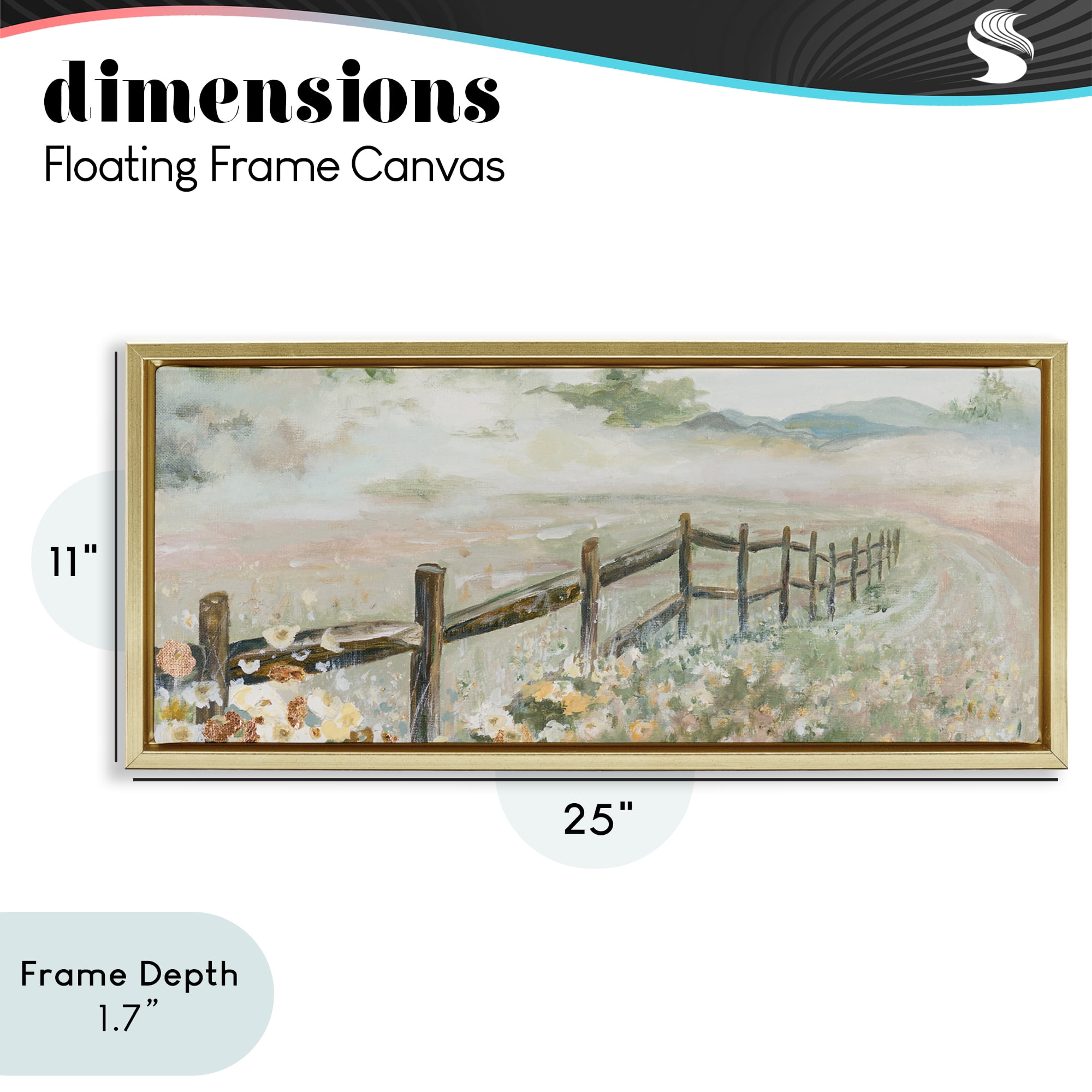 Stupell Industries Soft Fence with Flowers Gold Framed Floater Canvas Wall Art, design by Patricia Pinto