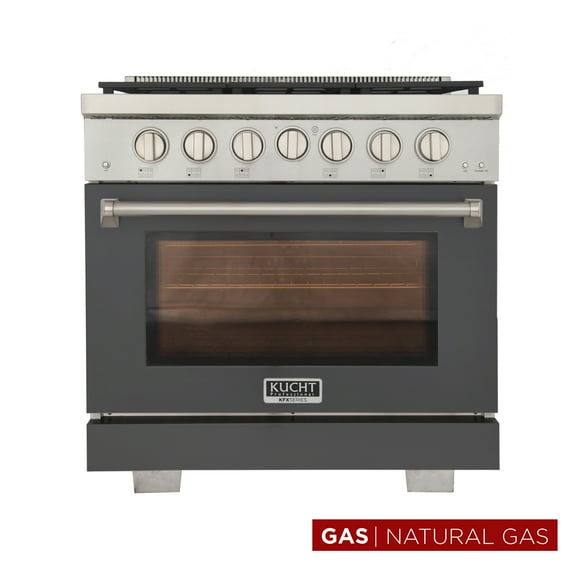 Professional 36-in Natural Gas Range Oven in Cement Gray w/ True Simmer Burners