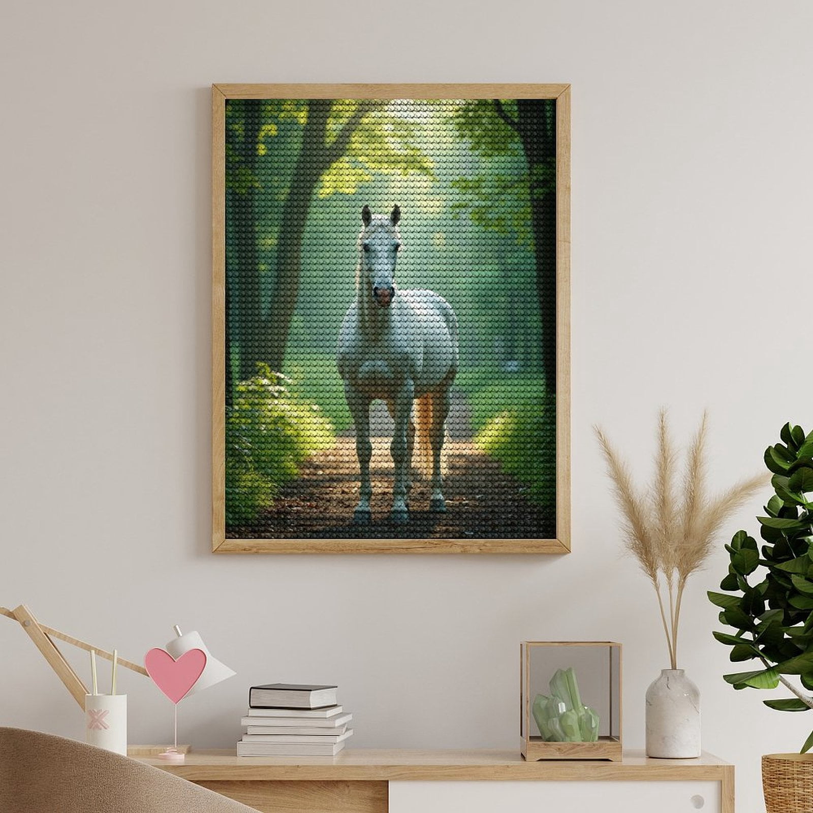 Diamond Art Kits for Adults, Majestic White Horse In Forest 5D Diamond Painting Kits for Adults Beginners, DIY Full Drill Diamond Painting, Gem Art and Crafts 12x16