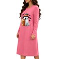 thumbnail image 6 of Edvintorg Women's Sleepwear Long Sleeve Comfy Night Gown Halloween Printed Crew Neck Casual Sleep Dress Plus Size Nightshirts Hot Pink XXXXL, 6 of 6