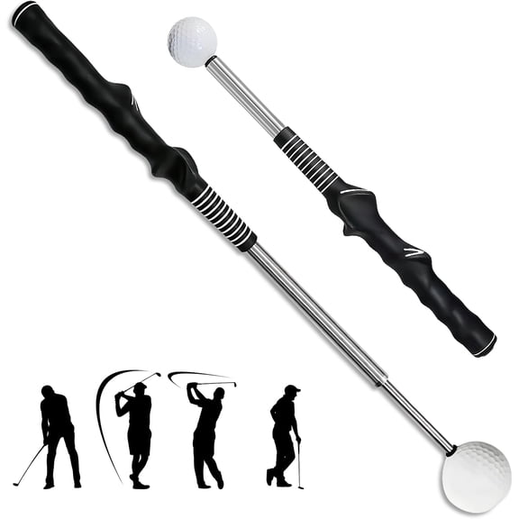 Retractable Golf Swing Training Aid – A retractable golf training aid with click feedback to improve rhythm, power, and accuracy, suitable for indoor and outdoor practice.