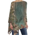 thumbnail image 1 of Pompotops Mode Femme Été Aguichant Pli Imprimé Régulier Femme Manches Longues Col Rond Bouton Haut Liquidation, 1 of 5