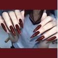 thumbnail image 1 of Prensa de almendras en las uñas Uñas postizas rojas largas Pegamento en las uñas Uñas acrílicas góticas, 1 of 5