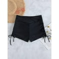 thumbnail image 2 of Women's V Cross High Waisted Swim Shorts Ruched Side Tie Boy Shorts Swimsuit Bottoms with Liner, 2 of 6