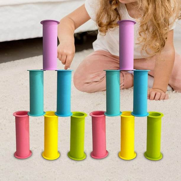 12 piezas apilando la taza para niños juguetes de desarrollo de la silicona educación de color sortillo de entrenamiento de juguete para niños para