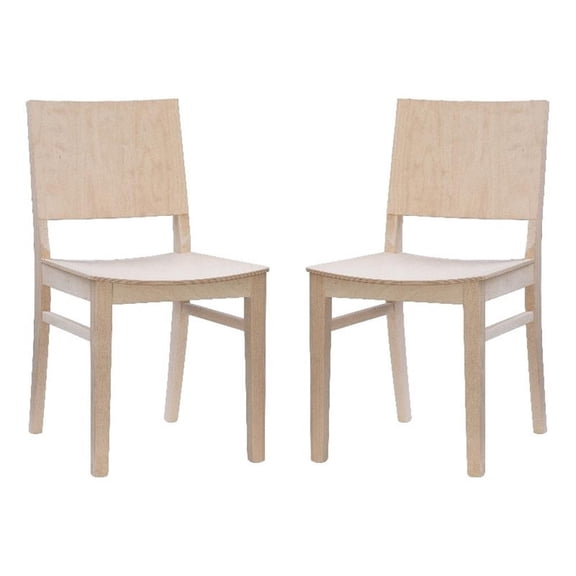 Linon Burke Wood Commercial Grade Set of Two Side Chairs in Unfinished