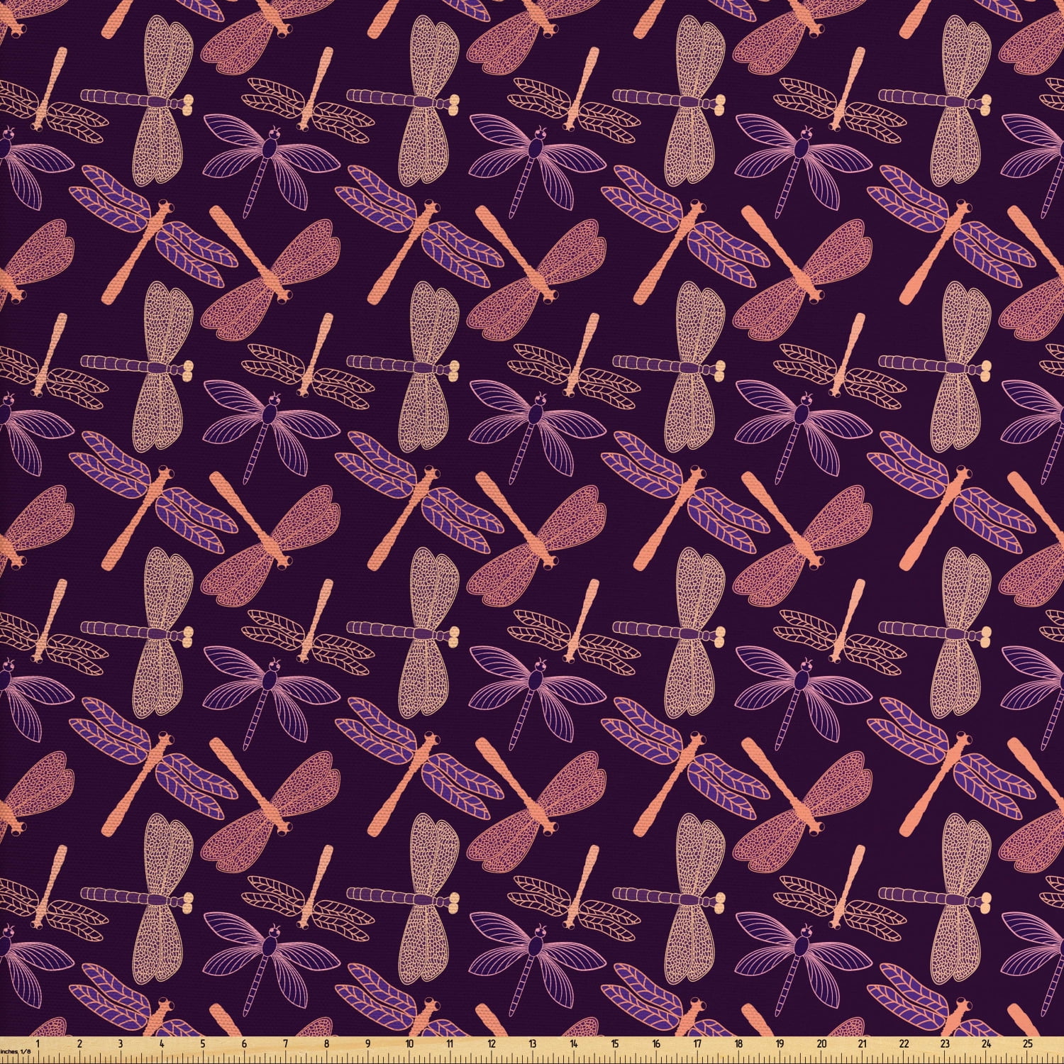 Dragonfly Fabric by The Yard, Girly Feminine Design with Vintage