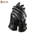 thumbnail image 2 of Spencer Women's Leather Gloves, Winter Warm Genuine Lambskin Windproof PU Glove Soft Lining Thermal Outdoor Driving Gloves "Black", 2 of 7