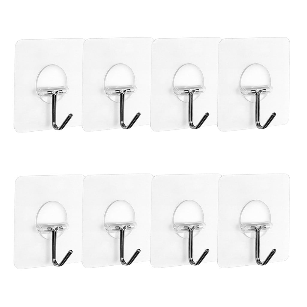 12x Strong Transparent Suction Cup Sucker Wall Hooks Hanger For Kitchen Bathroom