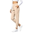thumbnail image 5 of BVnarty Women High‑Waist Stretchy Jogger Pants With Side Patch Pockets, Cuffed Ankle Sport Trousers For Yoga, Walking And Outdoor Workout Beige L, 5 of 7