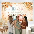 thumbnail image 4 of Little Pumpkin Gender Reveal Baby Shower Beautiful Backdrop Banner Autumn Fall Gender Reveal Party Decor Supplies Maple Leaves He or She Background Pink or Blue Photo Booth Props, 4 of 6