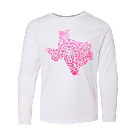 Inktastic Texas Silhouette Mandala Long Sleeve Youth T-Shirt