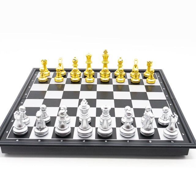 Ajedrez Magnético 25X25 FABRICA DEL JUEGO Con Piezas Doradas y Plateadas FJ-3135