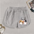 thumbnail image 2 of Tfken Summer Shorts For Girls Elastic Waist Cat Print Shorts Casual Daily Wear Toddler Comfortable Clothes Gray Size 11-12 Years, 2 of 3