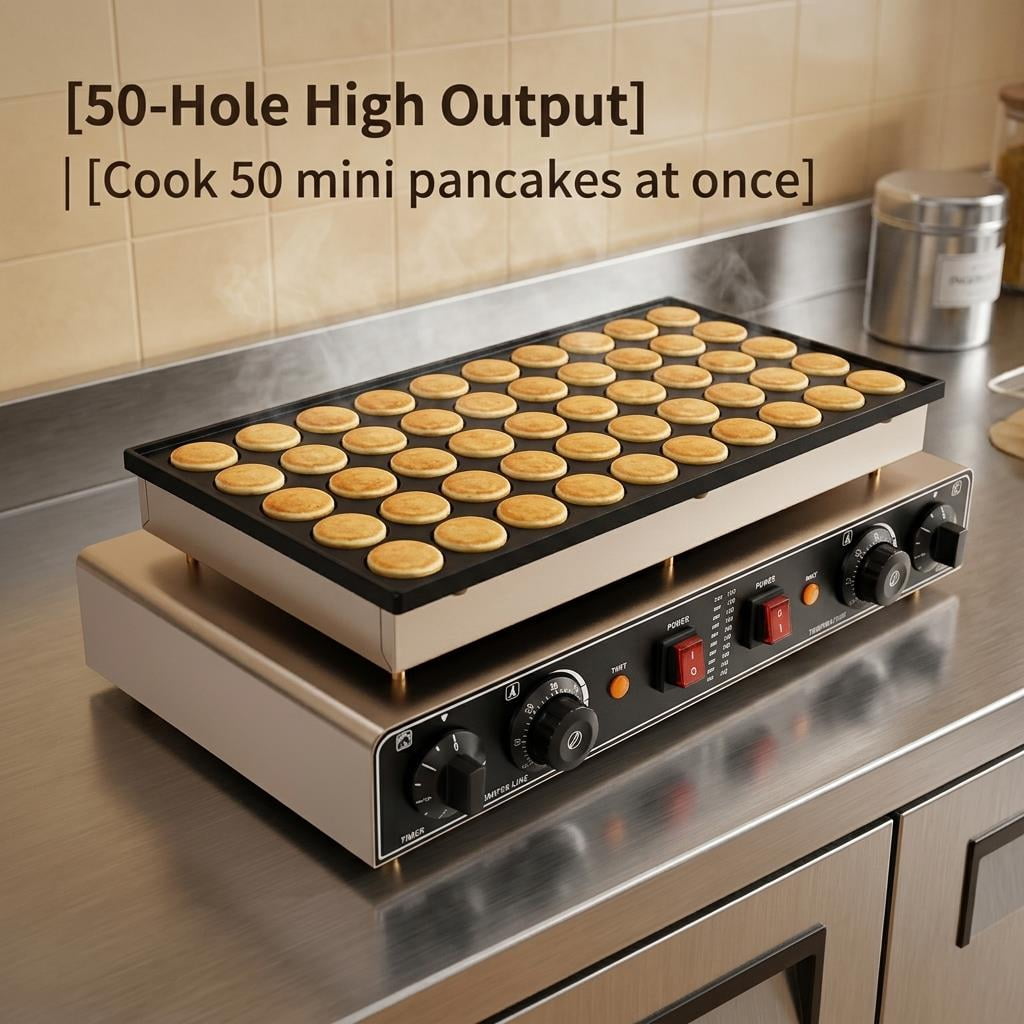 Tanfengu 50PCS Nonstick Electric Baker, 1800W Mini Waffle Maker with Dual Control System for Camping & Home Parties