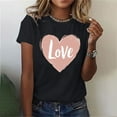 thumbnail image 2 of BiZtdJrK Sales For Today On Walmart Valentine Day Shirt Womens 2025 Fashion Love Heart Print T-Shirt Casual Short Sleeve Round Neck Blouse Cotton Basic Tee Tops Black XL, 2 of 6